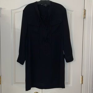 Theory lace up dress with front pocket detail